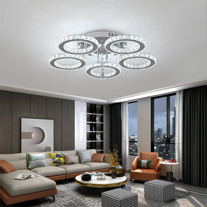 Modern Crystal Fixture Rings Shape Ceiling Light