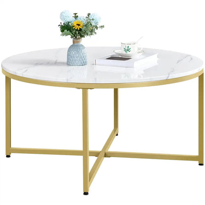 Modern Round Faux Marble Coffee Table