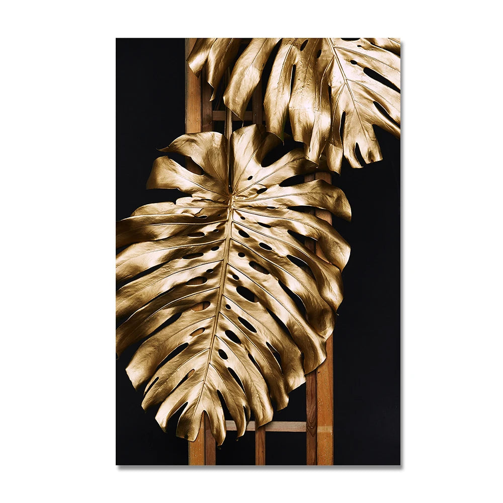 Abstract Gold Leaf Canvas Wall Art